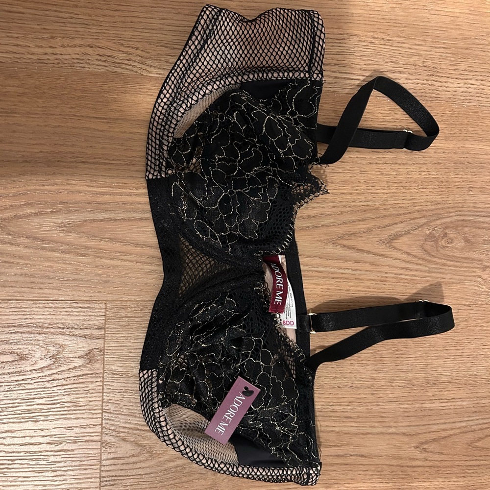 Adore Me Black and Gold Lace Bra